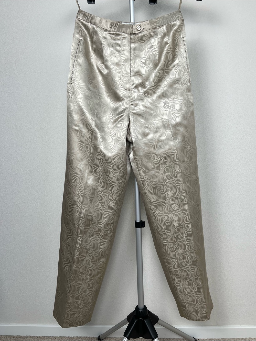 Travis Ayers Silk Satin Pants Sz 8 Champagne‎ Quiet Luxury Old Money Career Chic